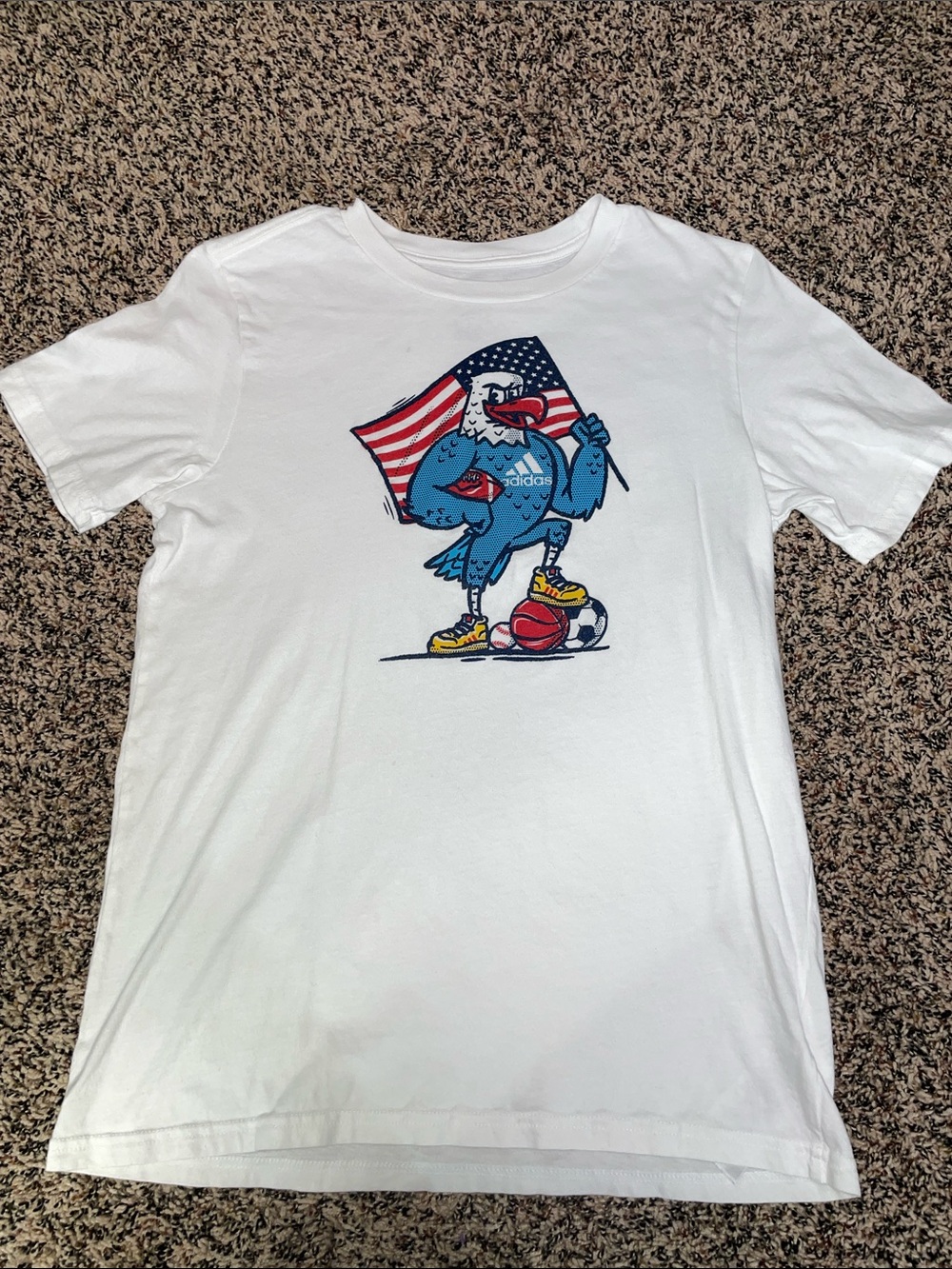 Adidas Boys Short Sleeve Cotton Tee White Size Youth 14 GUC